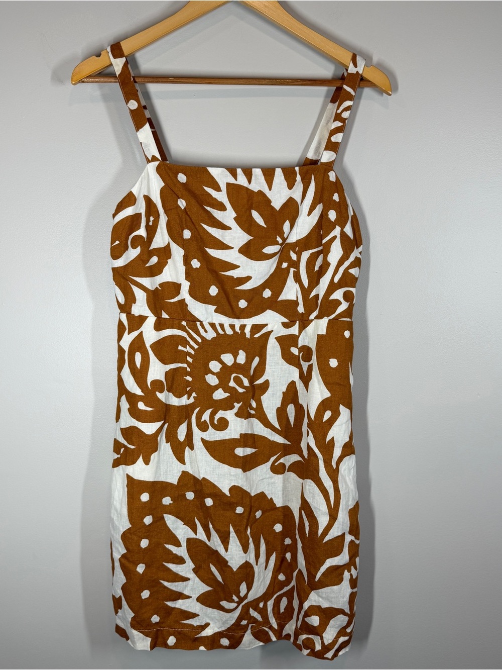 Boden Strappy Linen Mini Dress Pumpkin Oak Terrace Size 6 R